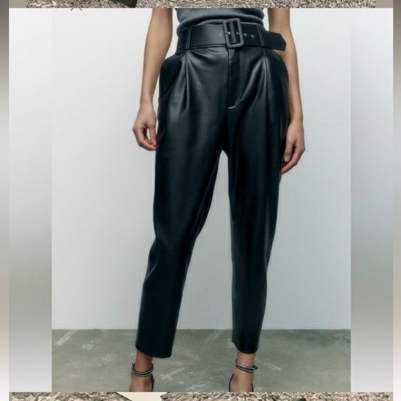 ZARA FAUX LEATHER PANT in BLACK - Picture 5 of 7